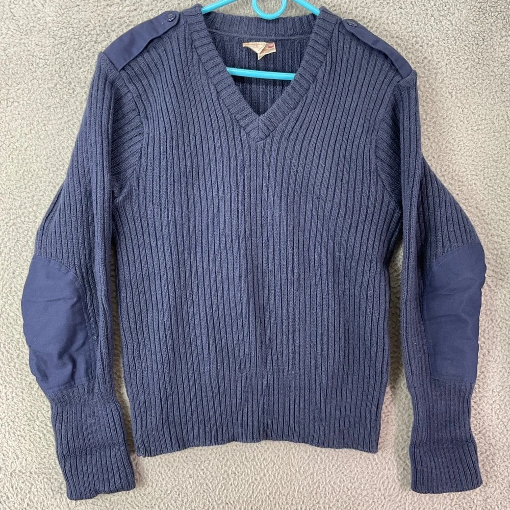 Brigade Quartermasters Woolly Pully Sweater Mens 44 Navy Blue Ribbed Military